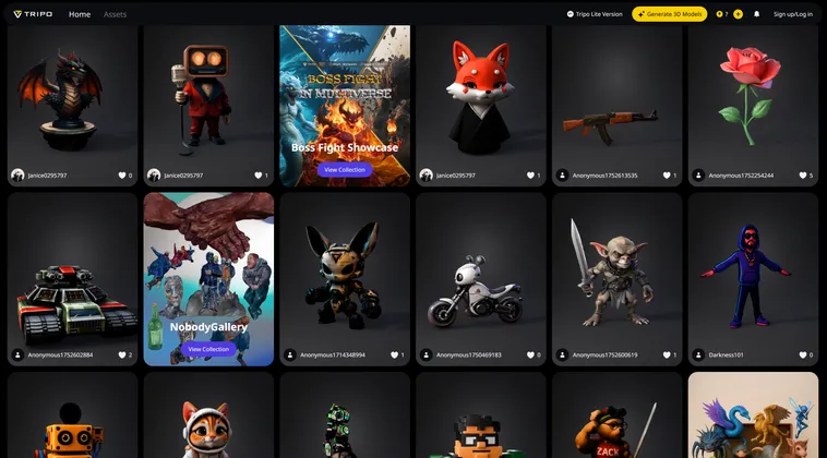 AI 3D 生成 - Tripo3D • 十秒生成 3D 模型